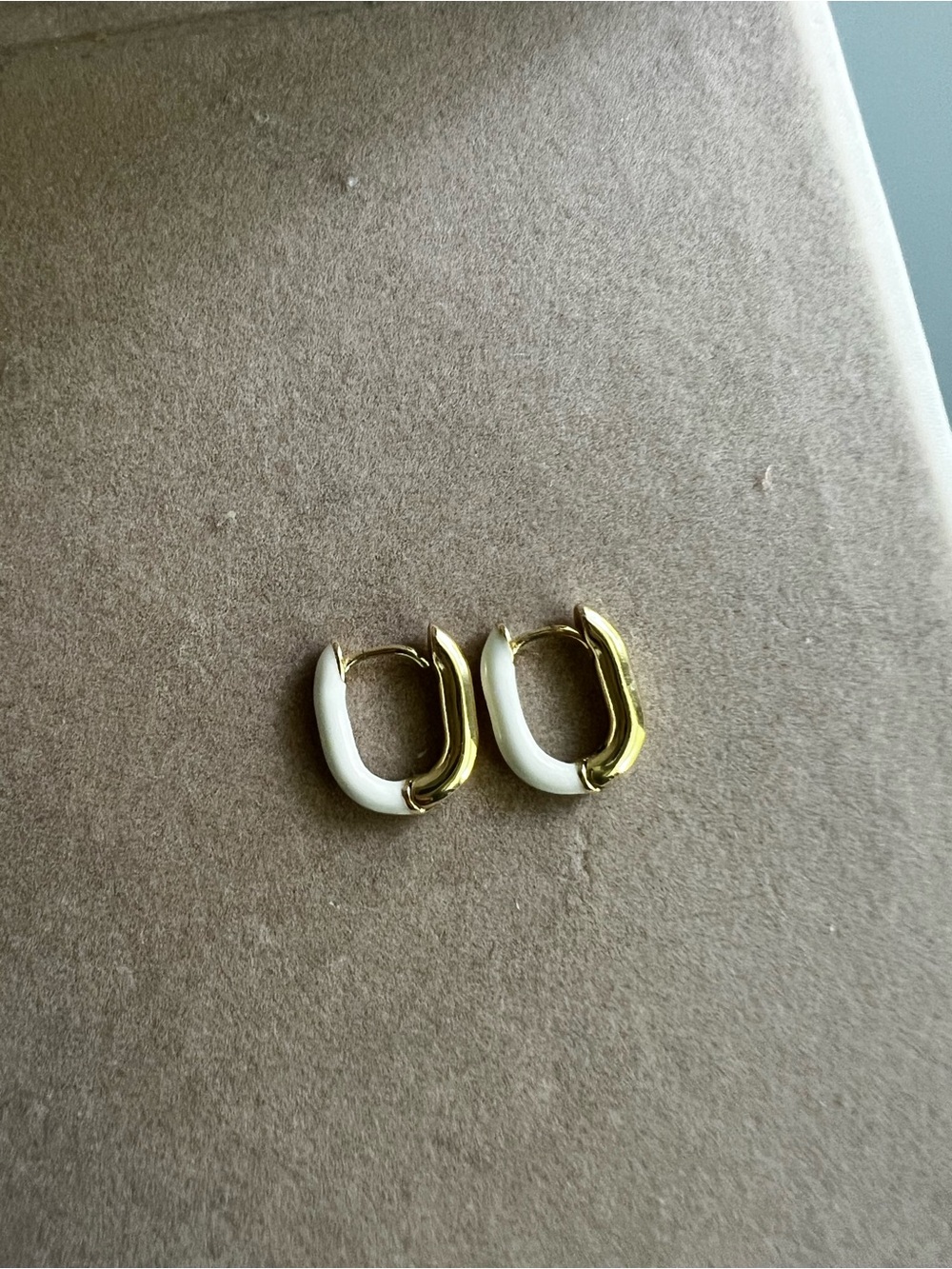 OAK + FORT Gold and White Enamel Chunky Hoop Earrings